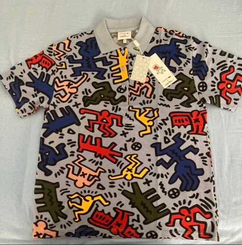 Playera Polo Azul Lacoste  Keith Haring De Mujer