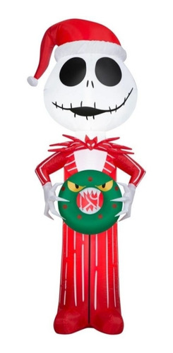 Inflable Disney Jack Skeleton Con Traje Rojo Y Corona 168cm