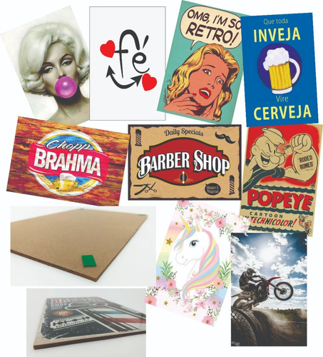 Kit 15 Placas Decorativas Retro Vintage Barbearia Bebidas 