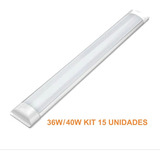 15 Luminária Tubular Sobrepor Led Slim 40w Branco Frio 120cm 110v/220v