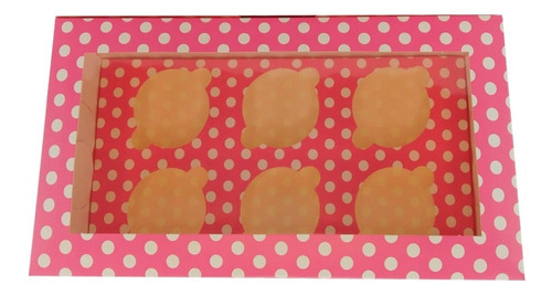 Docena Cajas Decorativa Para 6 Cupcakes Modelo Puntos