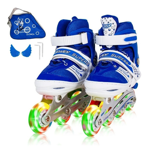 Patines Ajustable Niño Linea Llantas Luces Led Infantil Alas