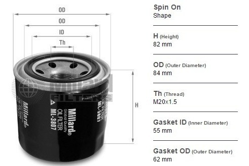 Filtro De Aceite Millard Ml3807 Honda Civic Accord Legend  Foto 4