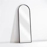 Espelho Oval Base Reta Com Moldura Metal 1,50x50 Luxo