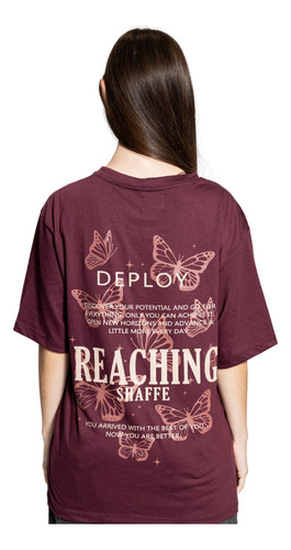 Remera Oversize Algodón De Mujer Estampa Mariposas Shaffe