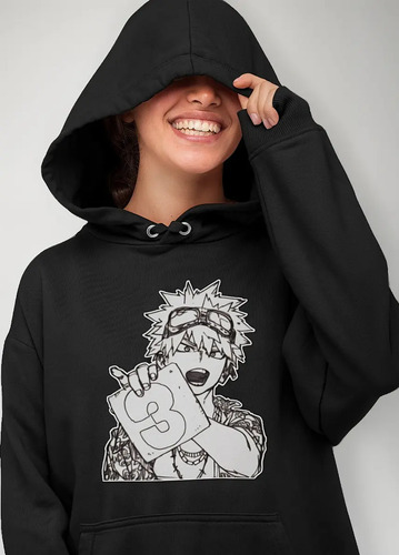 Sudadera Negra Katsuki Bakugou Anime Muy Hero 002