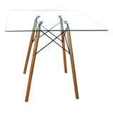 Mesa Jantar Quadrada Sala Vidro 90cm Eiffel Charles Eames