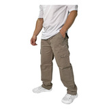 Pantalon Cargo Mom Gabardina Sin Puño Hombre