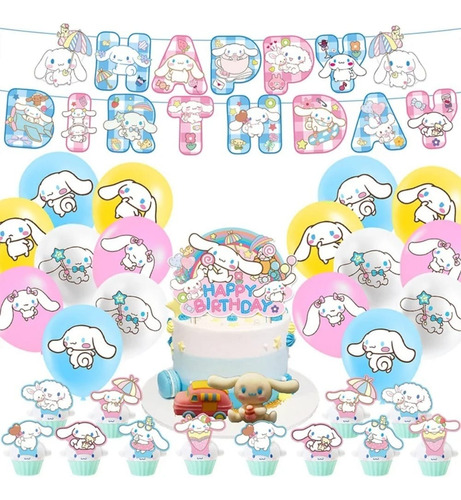 Set De Cumpleaños Decoración Cinnamoroll Cotillón Fiesta 