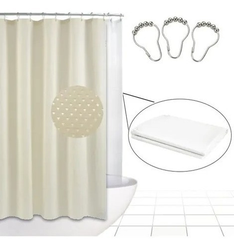 Cortina De Baño Kit Completo+ganchos+barral2mts+prot+cortin 