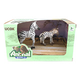 Animal World 99708 Playset 19cm - Pack X2 - Cebra Flia 
