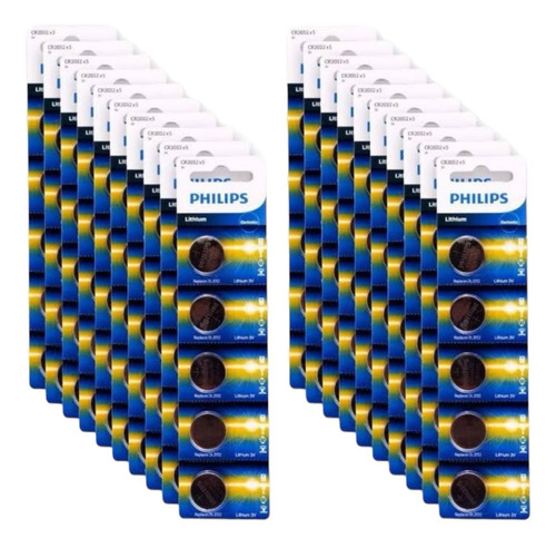 100 Pilhas Philips Cr2032 3v Bateria Original - 20 Cartelas