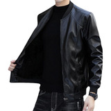 Chaqueta Motera De Cuero De Corte Slim Para Hombre