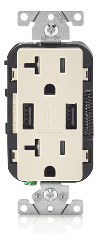 Receptaculo Doble Leviton 20-amp Cargador Usb Resistente A 