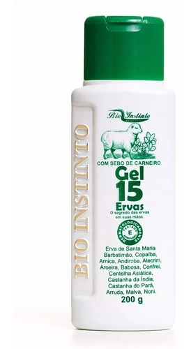 40 Gel Massagem 15 Ervas C/ Sebo Carneiro 200g Bio Instinto