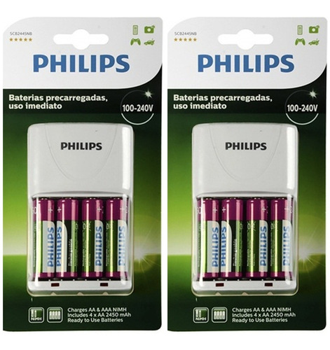 Kit Para Xbox One 8 Pilhas Aa Com 2 Carregadores Da Philips 