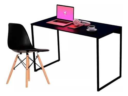 Jogo Cadeira Luxo Escritório + Mesa Escrivaninha Eames