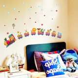 Vinil Decorativo Tren Infantil Animales Nubes Pegatina Pared