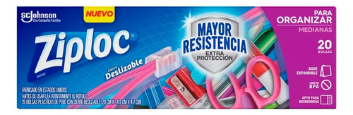 Ziploc Bolsas Organizar Mediana Resistente Cierre X20 6c