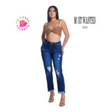Most Wanted Jeans Dama Mom Destroyed Recto Diseño Colombiano