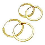 Kit 2 Pares De Brincos Para 1-2 Furos * Ouro 18k-750