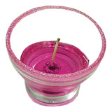 Vela Aromatica Mini Vaso Castiçal Vidro C/ Glitter Rosa - Un