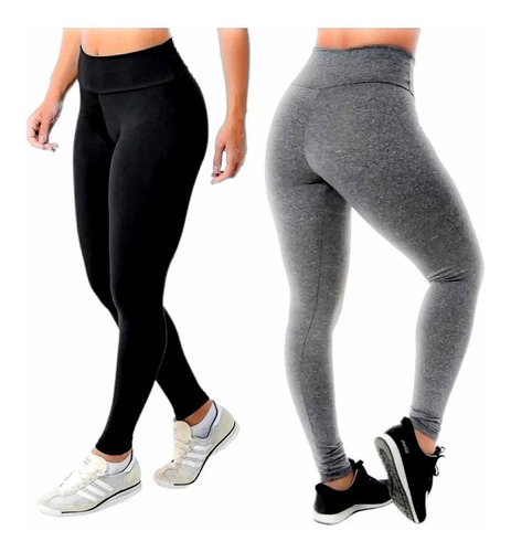 Pack X2 Calza Mujer Larga Tiro Alto Lycra Gruesa Excel Calce