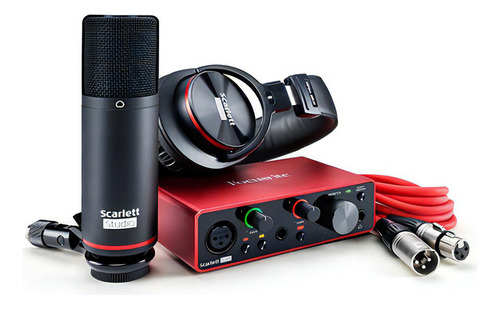 Kit Grabación Focusrite Scarlett Solo Studio 2x2 Mic + Auris Color Rojo