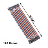 Cabo Wire Jumper 20cm 120fios Fêmea-macho Protoboard Arduino