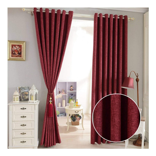 Cortinas Blackout Unicolor 2 Paño 140x230 Cm ..