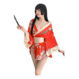 Traje Kimono Cosplay Estampado Lencería Erótica Sexy