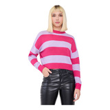 Sweater Mujer Rayado Fucsia Rayas Corona