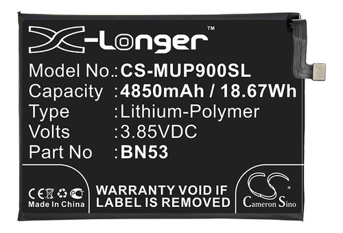 Batería Para Redmi Note 9 Pro Mup900sl 4850mah 3.85v