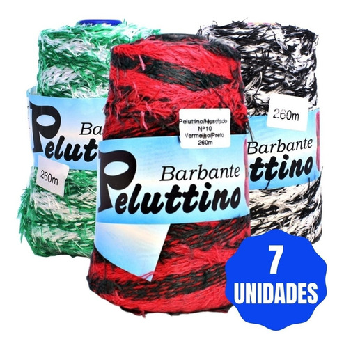 Kit 7 Barbante Felpudo Peluttino Mesclado 400g - 260m