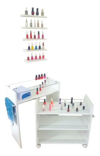 Manicure Mesa Carrinho Esmaltes Salão Beleza Multiuso+brinde