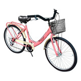Bicicleta Playera Femenina Exobikes Vintage R26 Frenos V-brakes Color Rosa Con Pie De Apoyo  