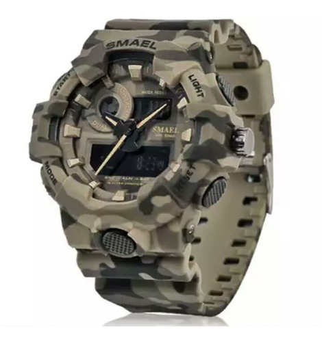 Reloj Smael Camuflado Militar Led Reloj De Cuarzo