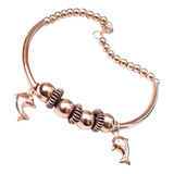 Pulsera Plata 925 Rose Delfines Y Pelotitas Ppl132 Lucio