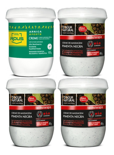 Kit Dagua Natural 3 Pimenta Negra 650g + 1 Arnica Sport 650g