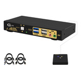 Cklau Conmutador Kvm Hdmi De 2 Puertos 8k60hz 4k144hz Con Ca