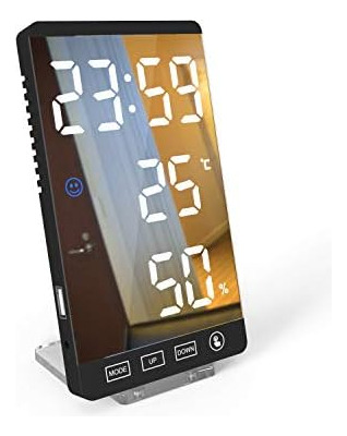 Haguka - Reloj Despertador Con Espejo Led De 6 Pulgadas, Bot