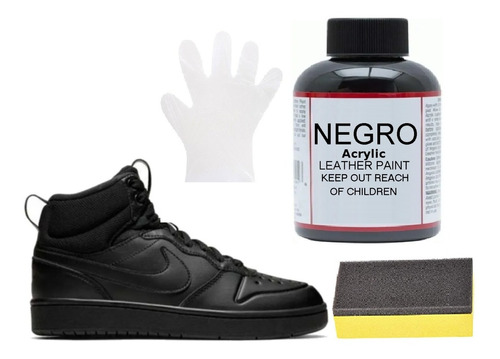 Pintura Negro Para Zapatillas Cuero Vinilico Tela /premium