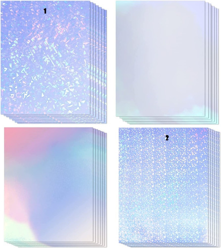 Hojas De Papel Adhesivo Holográfico Transparen Laminador X12