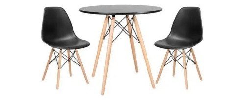 Conjunto Mesa Eiffel Redonda 70 Cm Mdf + 2 Cadeira Eames Eif