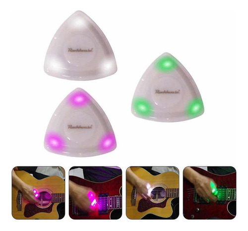 Púa De Guitarra Con Luz Led, Plumilla Conluz Guitarra Blanco