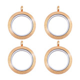 Dijes Relicarios Doble Lado Redondos 4u Rose Gold Acero 25mm