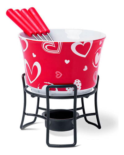 Aparelho De Fondue Cerâmica Vermelho Love - Brinox 1256/104