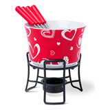 Aparelho De Fondue Cerâmica Vermelho Love - Brinox 1256/104