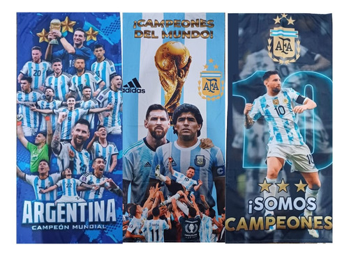 Toallon Playero Seleccion Argentina Campeones Messi Futbol