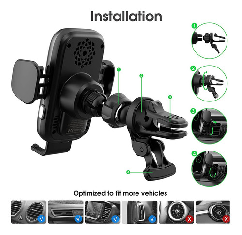 Zooaux - Cargador Inalámbrico De Coche De Carga Rápida Qi De